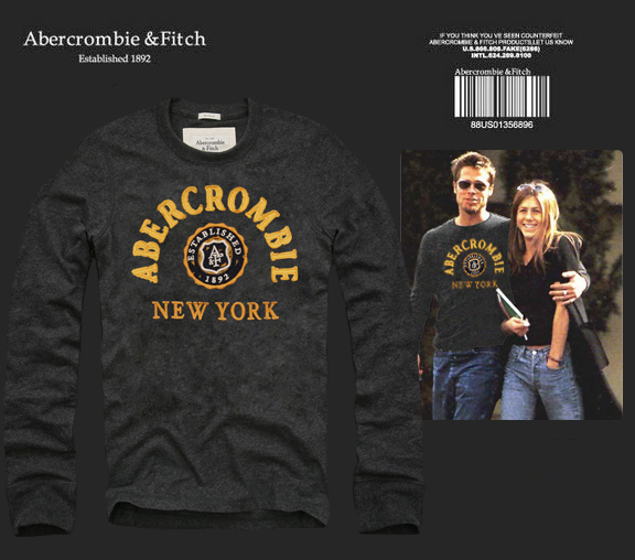 Abercrombie Fitch Hombres De Cuello Redondo Con Gente Fotos Largo Remera AF6160